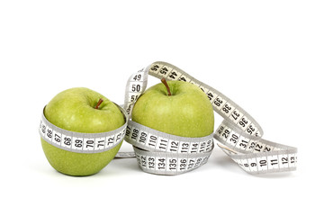 green apple diet on white ground   