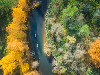Autmn kayaking on a river