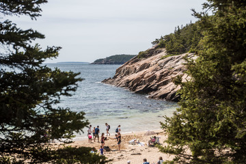 rocky cliffs along coastline of acadia national park in maine