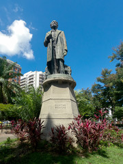 Vertical frame of a statue of Brazilian statesman and writer Quinino Bocaiuva former minister...