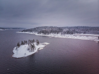 Lonley island on Ladoga lake