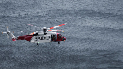 Scottish coastguard helicopter in air