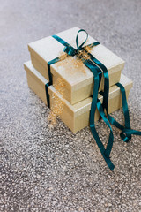 Gold Christmas gift boxes