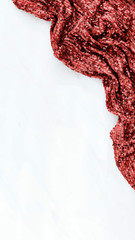 Red glitter fabric on white