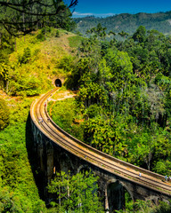 Nine Arch bridge in a jungle view from hill