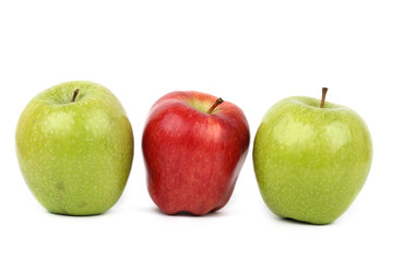 red and green apple diet on white ground   