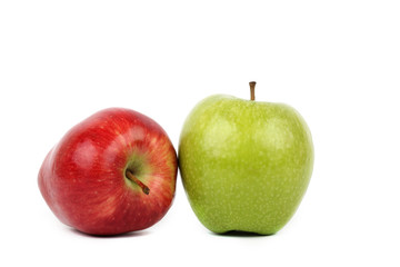 red and green apple diet on white ground   