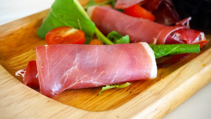Prosciutto ham and cheese salad