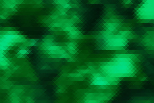 Low-poly, triangular green mosaic pattern.