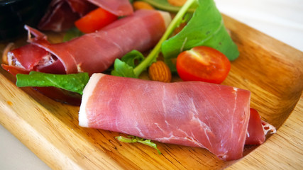 Prosciutto ham and cheese salad