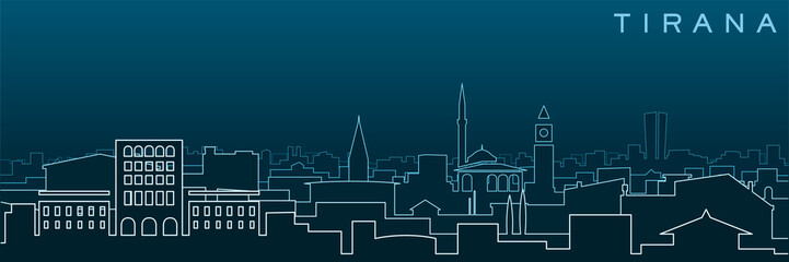 Fototapeta premium Tirana Multiple Lines Skyline and Landmarks