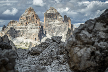 View of Tre Cime di Lavaredo from the Dolomite Trail