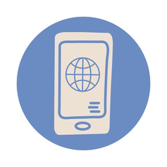 smartphone with sphere browser block style icon