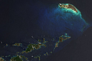High resolution image of British Virgin Islands in the Caribbean Sea- contains modified Copernicus...