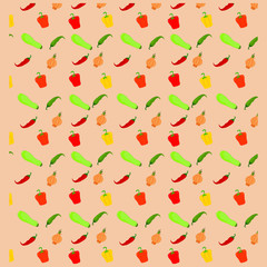 seamless pattern with vegetables pepper onion hot pepper zucchini