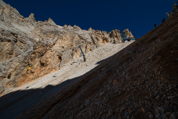 Gondola lift to Forcella Staunies, Monte Cristallo group, Dolomites, Italy