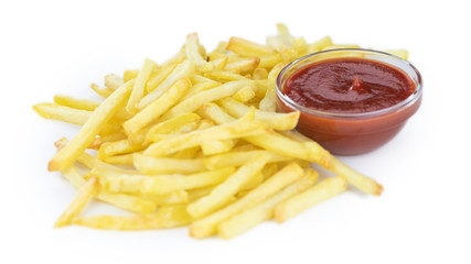 French Fries isolated on white background (close-up shot)