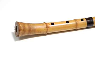 Naklejka premium 白背景の尺八