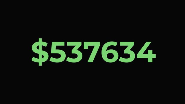 Dollar Growth Timer Up To 1000000, One Million Dollar Money Countdown, 1000000 Dollars Animated Number Counter, Counting Fast From Zero To One Million Dollars . Concept Of Money And Currency