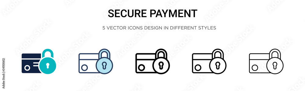 Poster secure payment icon in filled, thin line, outline and stroke style. vector illustration of two color