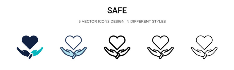 Safe icon in filled, thin line, outline and stroke style. Vector illustration of two colored and black safe vector icons designs can be used for mobile, ui, - obrazy, fototapety, plakaty