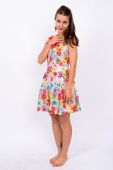 Full body shot of young beautiful woman