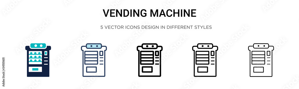 Poster vending machine icon in filled, thin line, outline and stroke style. vector illustration of two colo