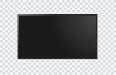 Realistic television screen on transparent background. Mockup of computer monitor display. 3d TV led monitor. Vector illustration eps 10