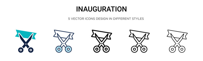 Inauguration icon in filled, thin line, outline and stroke style. Vector illustration of two colored and black inauguration vector icons designs can be used for mobile, ui,