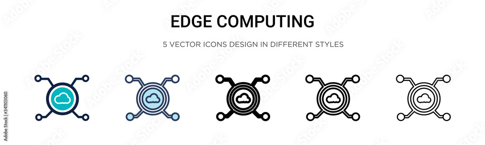 Poster edge computing icon in filled, thin line, outline and stroke style. vector illustration of two color