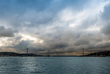 Fototapeta premium Istanbul, Turkey, 19 December 2017: Bosphorus Bridge, Uskudar