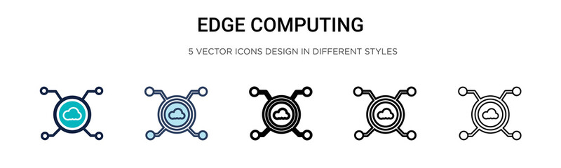 Edge computing icon in filled, thin line, outline and stroke style. Vector illustration of two colored and black edge computing vector icons designs can be used for mobile, ui,