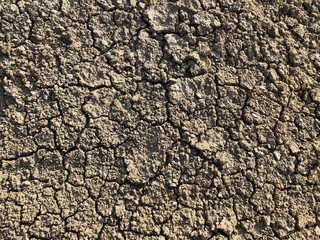 Cracked dry ground mud, dried under sun road