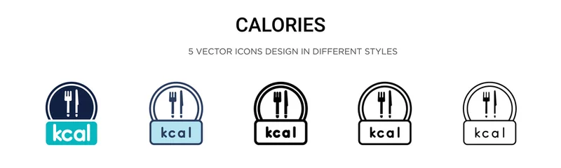 Foto op Plexiglas Calories icon in filled, thin line, outline and stroke style. Vector illustration of two colored and black calories vector icons designs can be used for mobile, ui, © Digital Bazaar