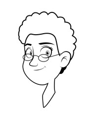 woman using eyeglasses head character