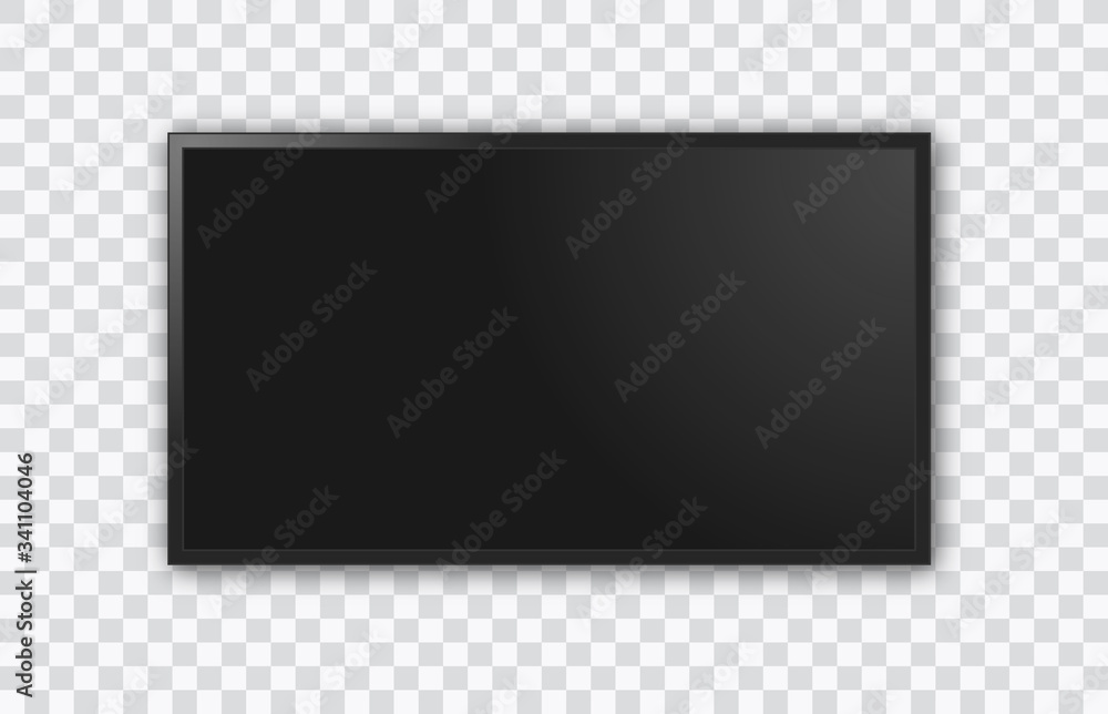 Poster realistic television screen on transparent background. mockup of computer monitor display. 3d tv led