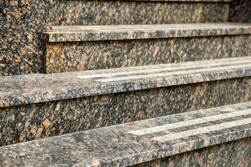Detail of a house facade. New granite stairs.
