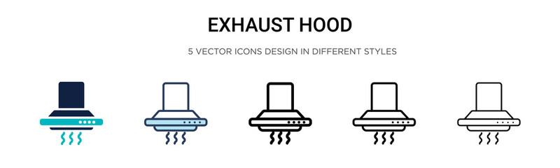 Exhaust hood icon in filled, thin line, outline and stroke style. Vector illustration of two colored and black exhaust hood vector icons designs can be used for mobile, ui, - obrazy, fototapety, plakaty