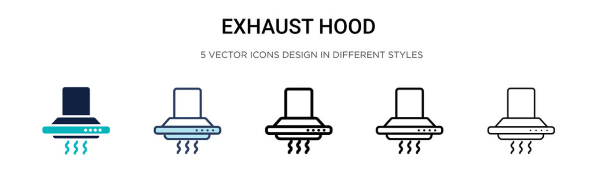 Exhaust hood icon in filled, thin line, outline and stroke style. Vector illustration of two colored and black exhaust hood vector icons designs can be used for mobile, ui,