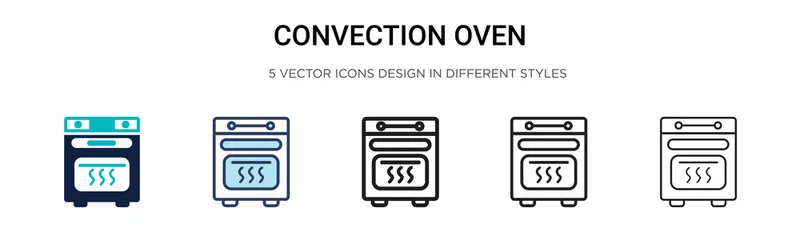 Foto op Plexiglas Convection oven icon in filled, thin line, outline and stroke style. Vector illustration of two colored and black convection oven vector icons designs can be used for mobile, ui, © Digital Bazaar