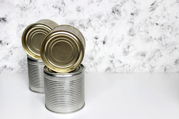 Food donations on background, top view with copy space