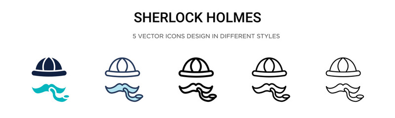 Sherlock holmes icon in filled, thin line, outline and stroke style. Vector illustration of two colored and black sherlock holmes vector icons designs can be used for mobile, ui,