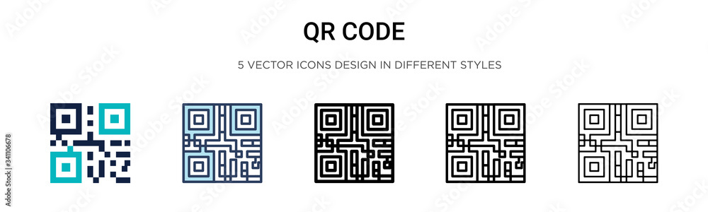 Aufkleber qr code icon in filled, thin line, outline and stroke style. vector illustration of two colored and 