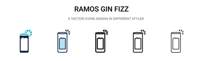 Ramos gin fizz icon in filled, thin line, outline and stroke style. Vector illustration of two colored and black ramos gin fizz vector icons designs can be used for mobile, ui,