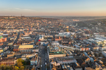 Amazing aerial view drone Cork City center Ireland Irish landmark downtown building 