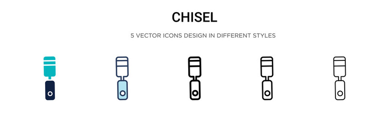 Chisel icon in filled, thin line, outline and stroke style. Vector illustration of two colored and black chisel vector icons designs can be used for mobile, ui,