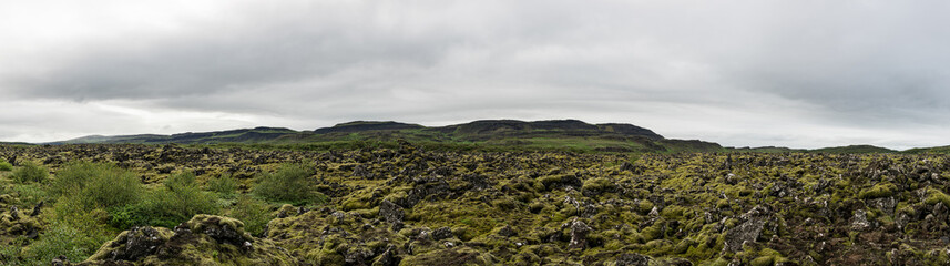 Fototapeta na wymiar Lava Fields near Grabrok Crater in western Iceland