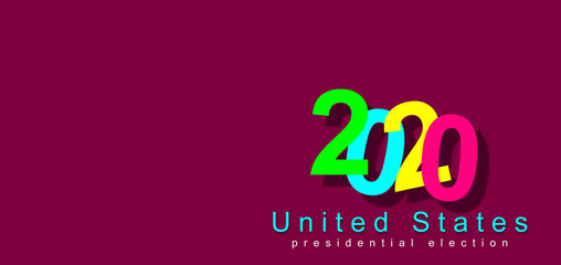 United States presidential election, illustration. Numbers with fun colors. 2020. Copy space. Politics and society.