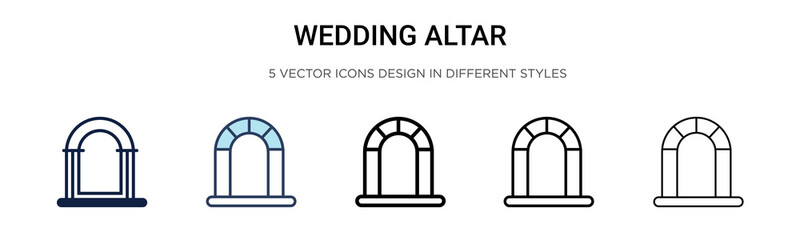 Wedding altar icon in filled, thin line, outline and stroke style. Vector illustration of two colored and black wedding altar vector icons designs can be used for mobile, ui,