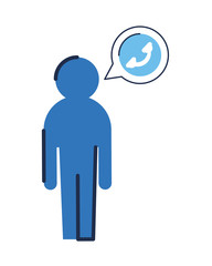 human figure with speech bubble and telephone service